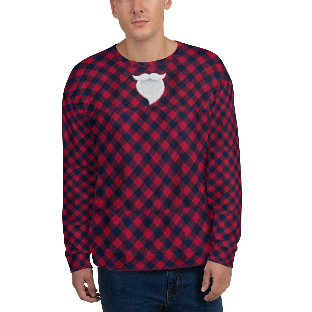 Plaid "Santa" Christmas Shirt. Christmas Sweater Alternative. Unisex Party Sweatshirt or Pullover. WickedYo.